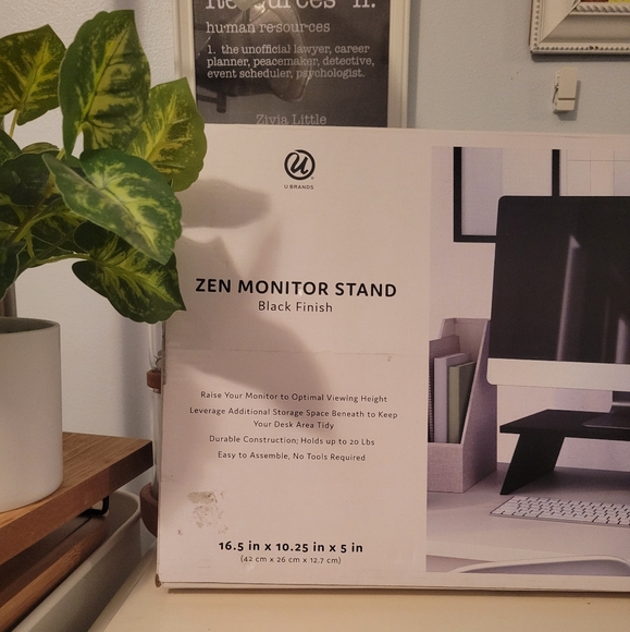 NEW U Brands Zen Monitor  Stand  Black Finish  16.5 in x 10.25 in x 5 in  Office - Picture 3 of 4